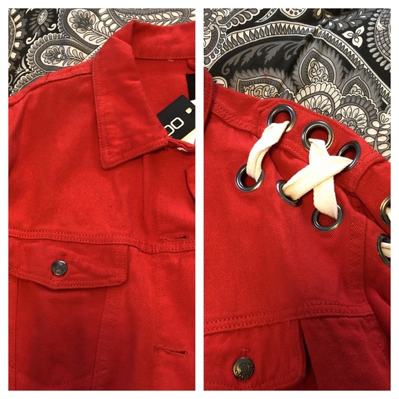 Stephanie Eyelet Lace-Up Oversized Denim Jacket - Picture 8 of 8